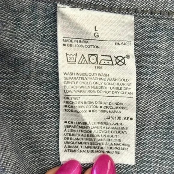 Old Navy Mens Shirt Long Sleeve Button Down Cotton Collared Blue White Large NWT - Picture 10 of 14